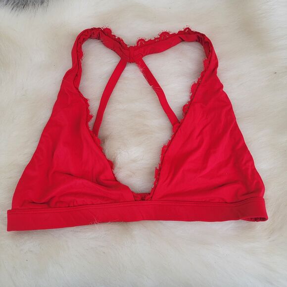 Victoria Secret Pink wireless lightly lined bralette bra sz large red - Picture 1 of 4
